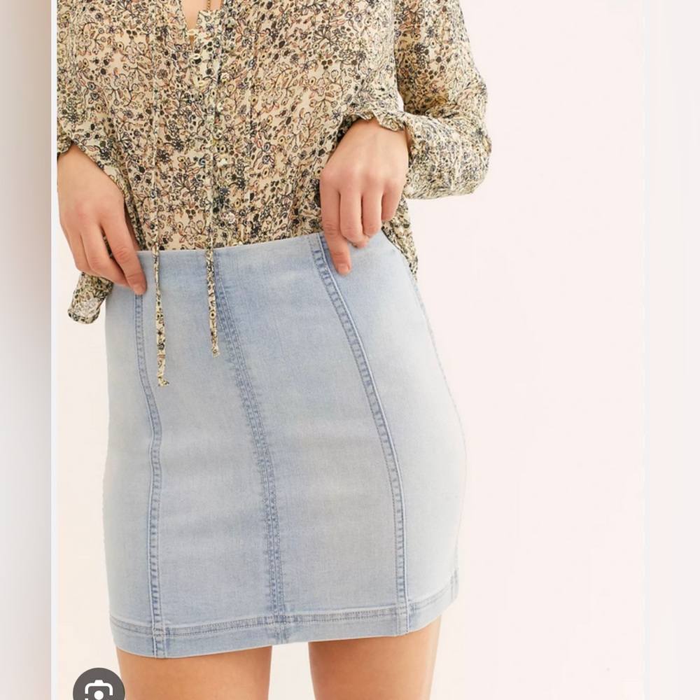 Free People - Faded Blue Denim Modern Femme Skirt